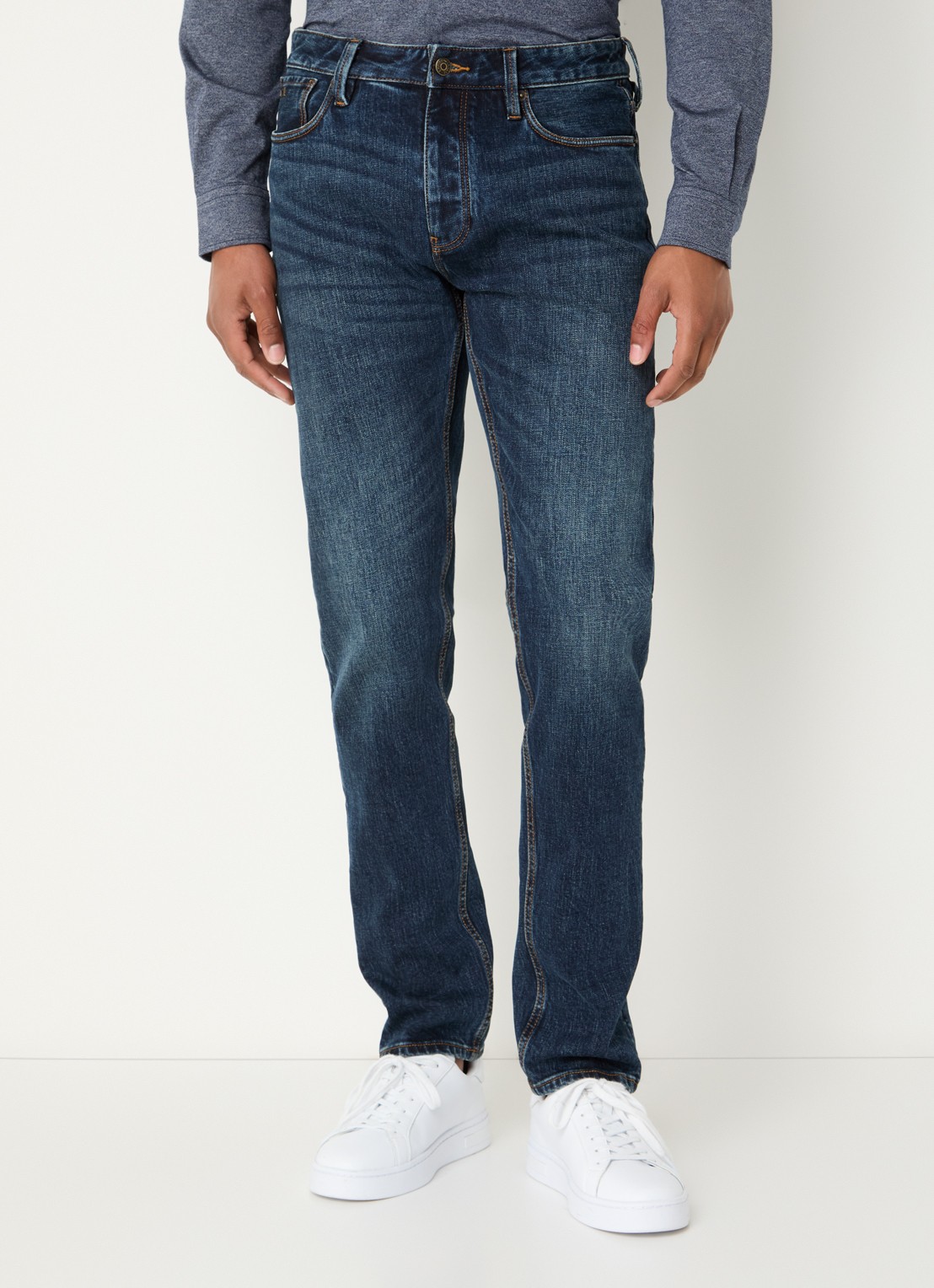 Armani Slim fit jeans met steekzakken - detail royalblauw