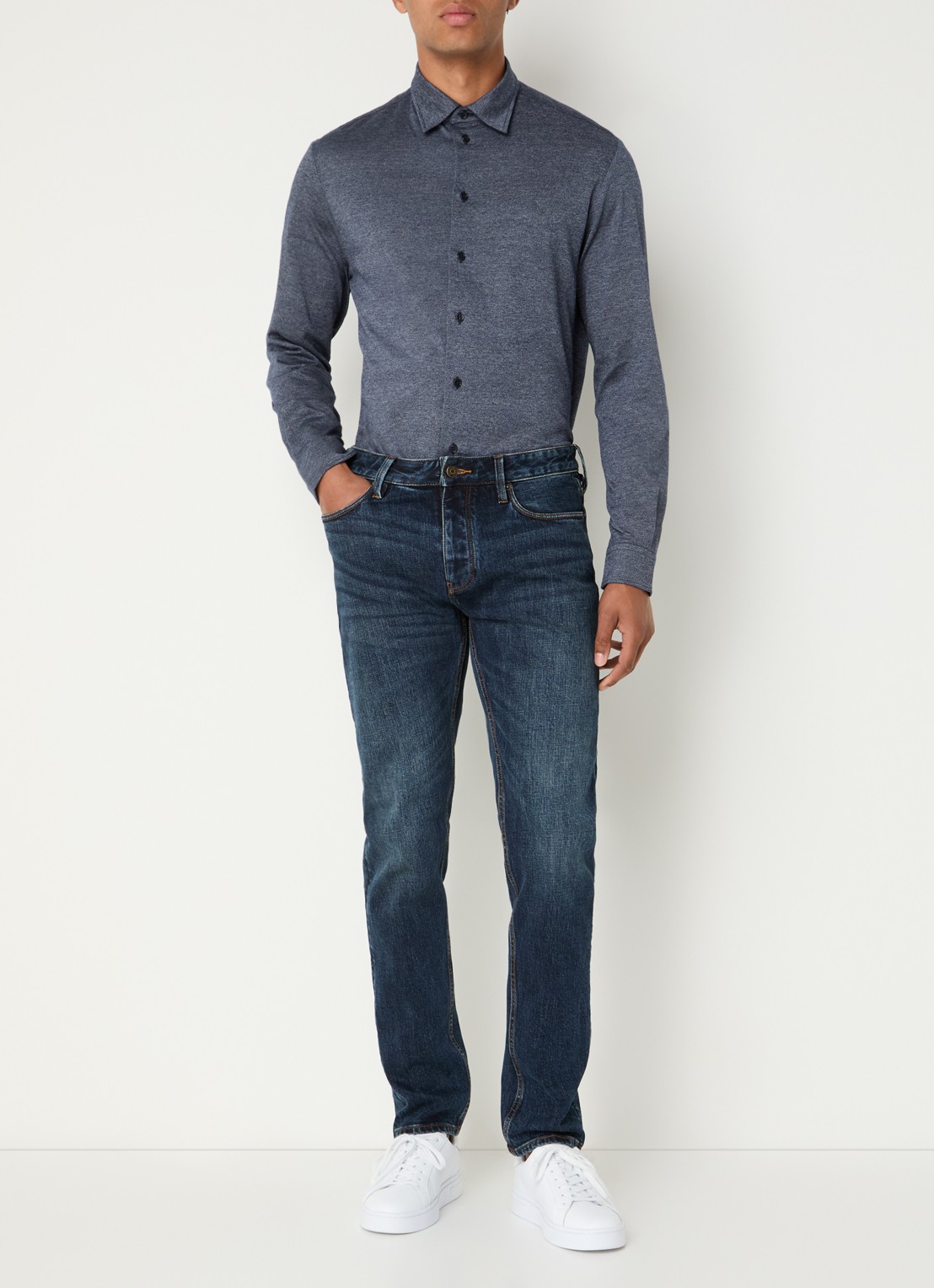 Armani Slim fit jeans met steekzakken - voorkant 4 royalblauw