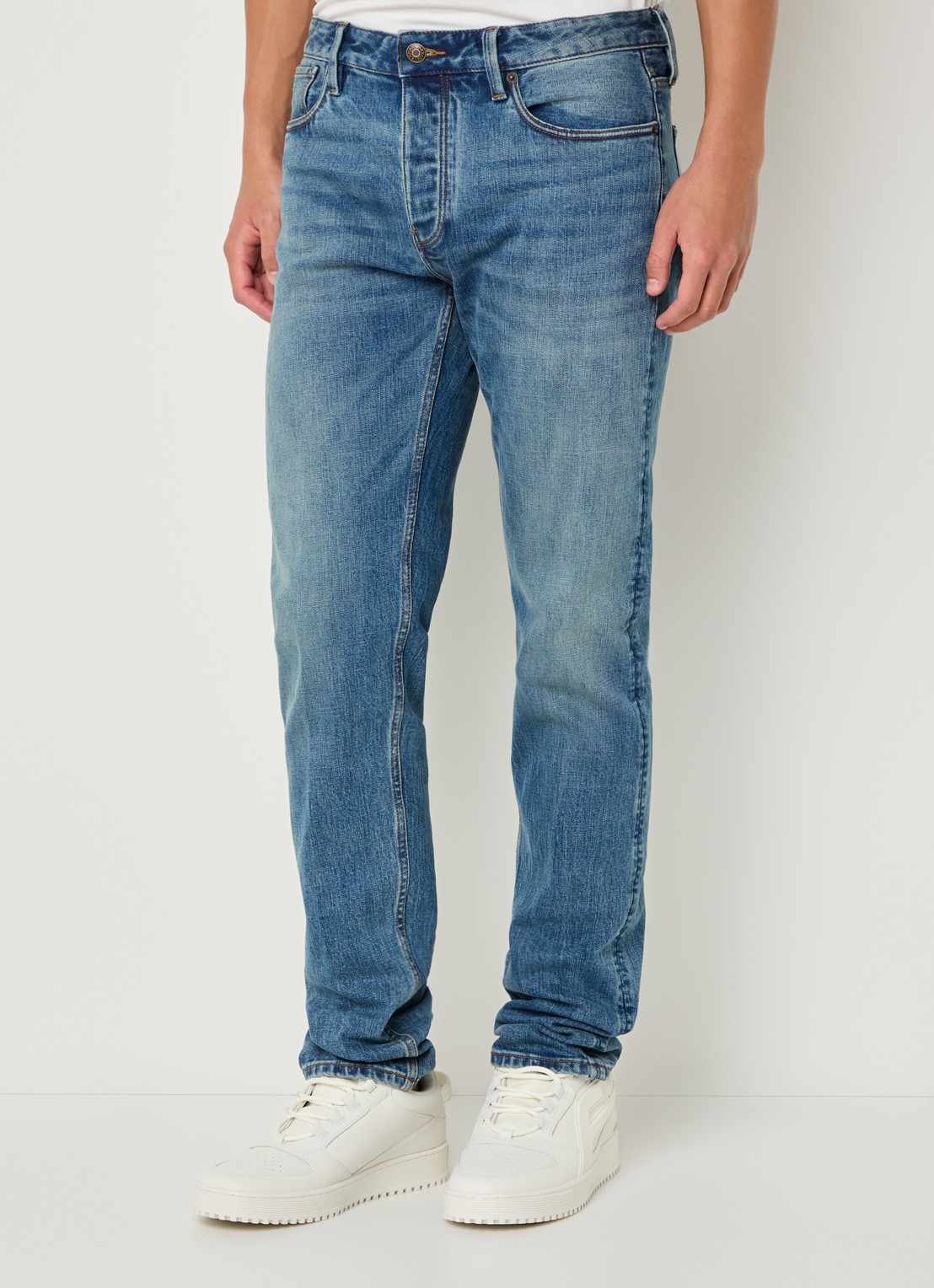 Armani Slim fit jeans met steekzakken - detail 2 middenblauw