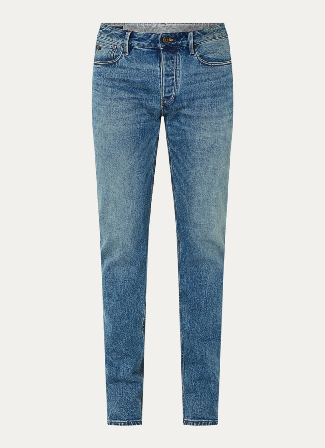 Armani Slim fit jeans met steekzakken - voorkant 4 middenblauw