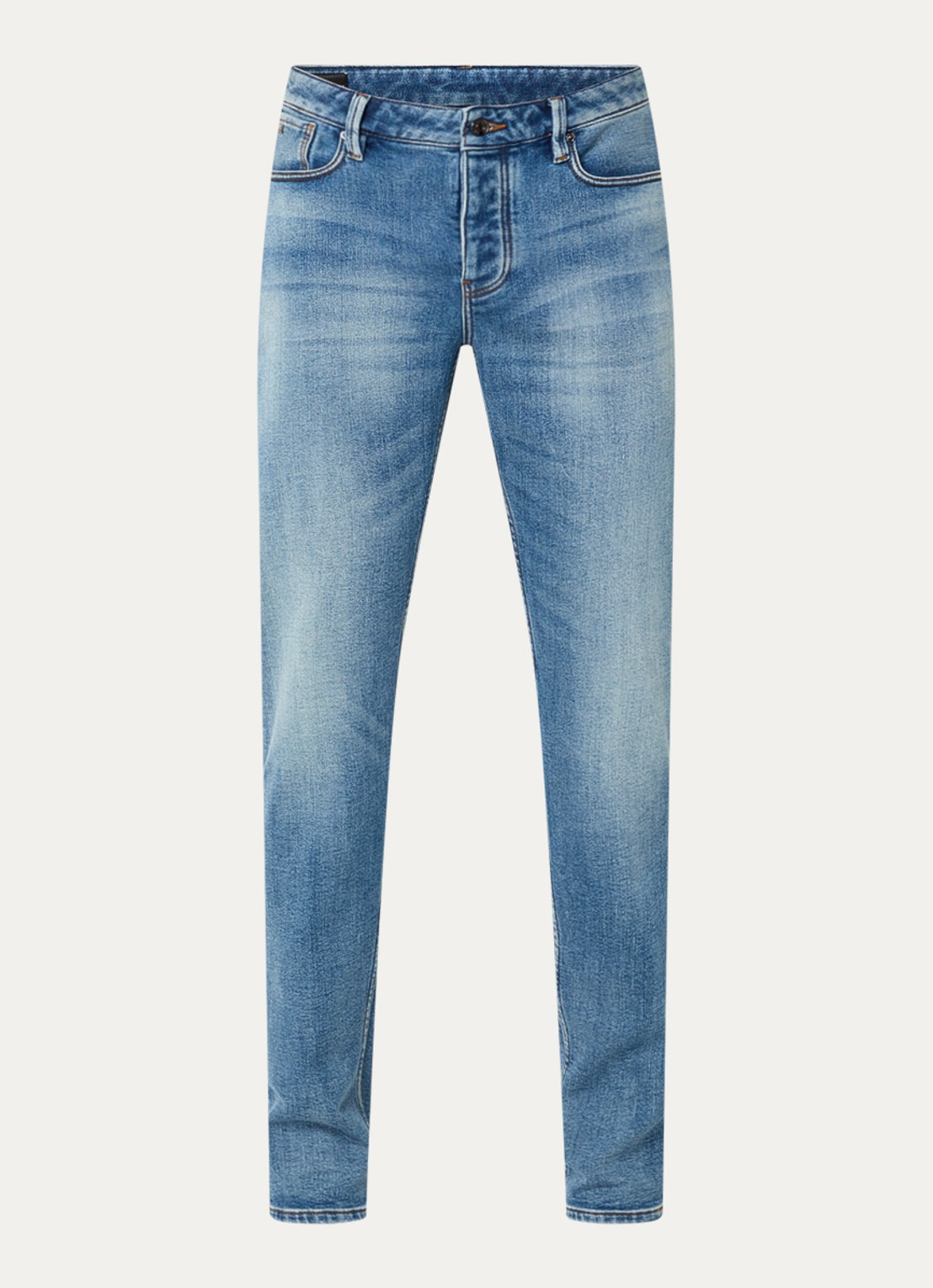 Armani Slim fit jeans met steekzakken - voorkant 3 kobaltblauw