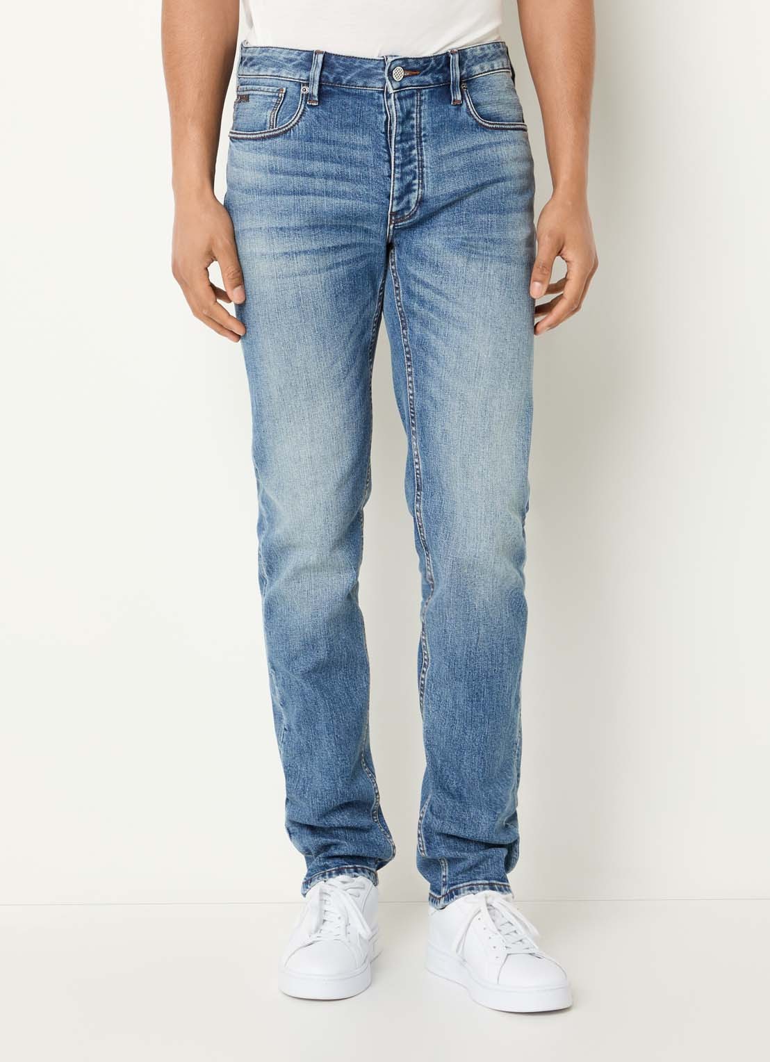 Armani Slim fit jeans met steekzakken - detail 4 blauw