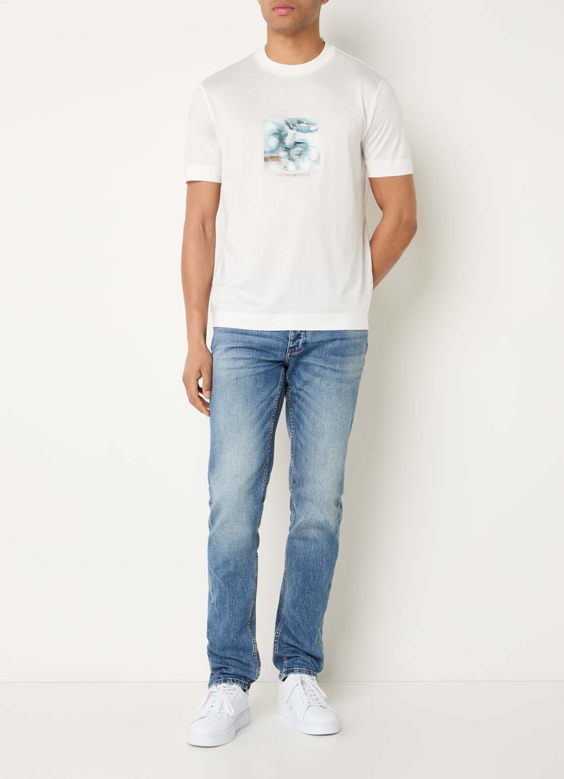 Armani Slim fit jeans met steekzakken - voorkant 2 blauw