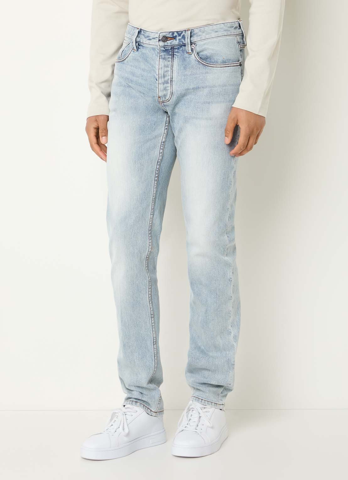 Armani Slim fit jeans met steekzakken - detail lichtblauw