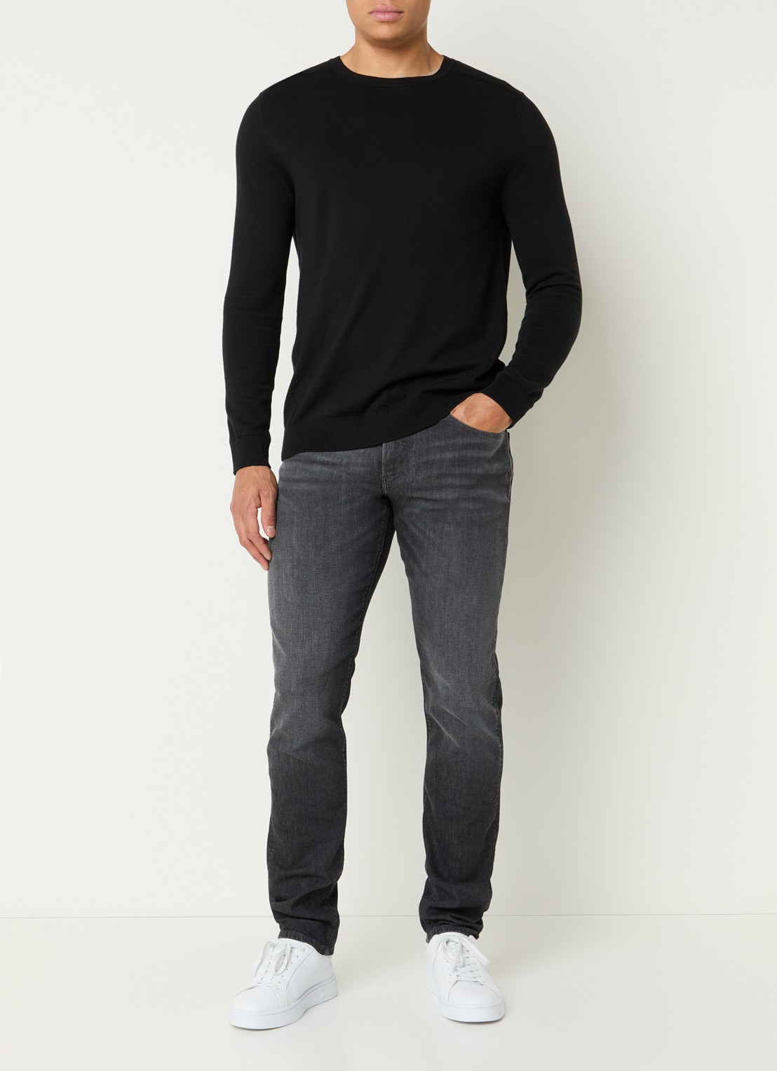 Armani Slim fit jeans met steekzakken - voorkant 4 antraciet