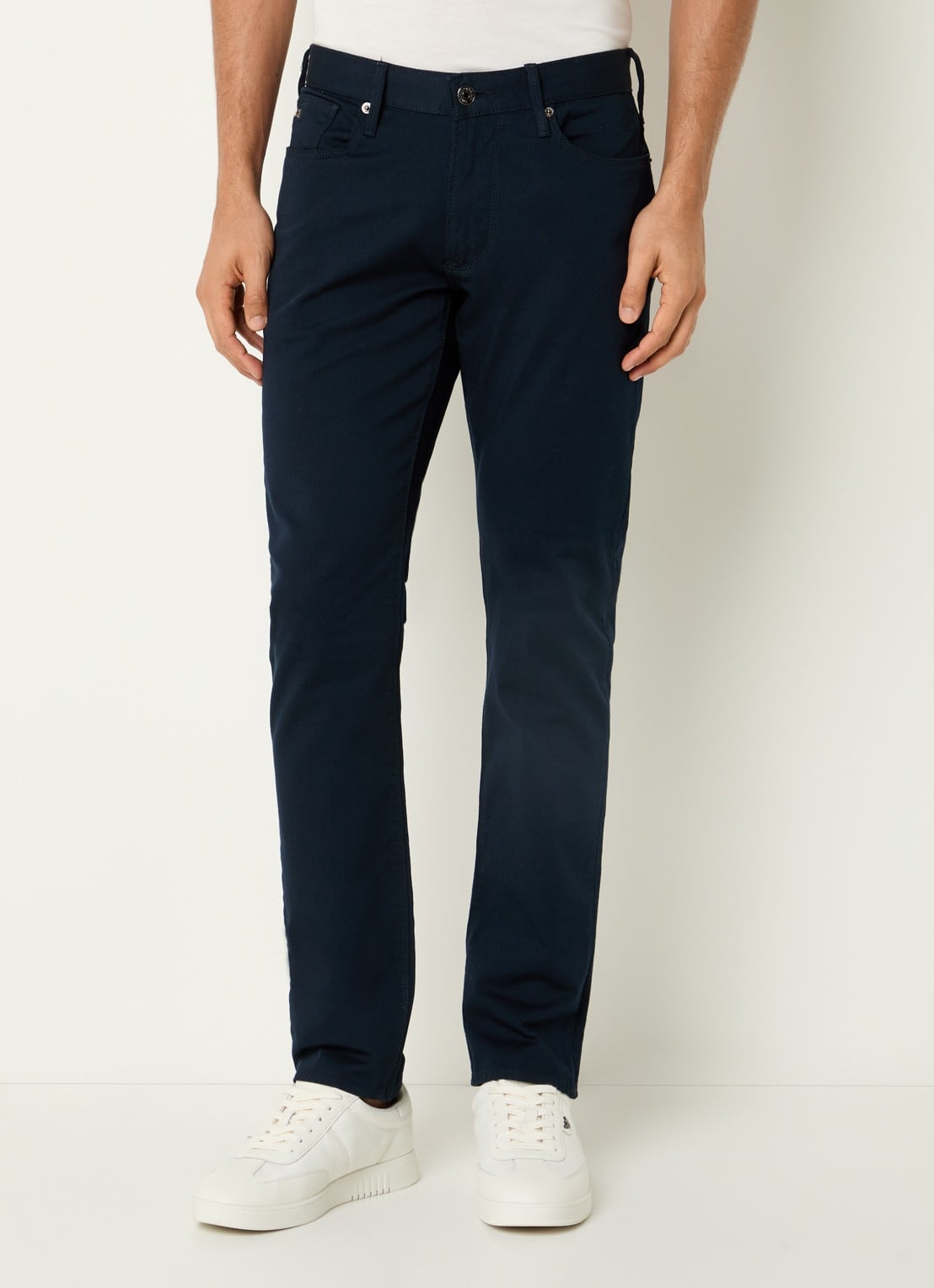 Armani Slim fit jeans met steekzakken - detail donkerblauw