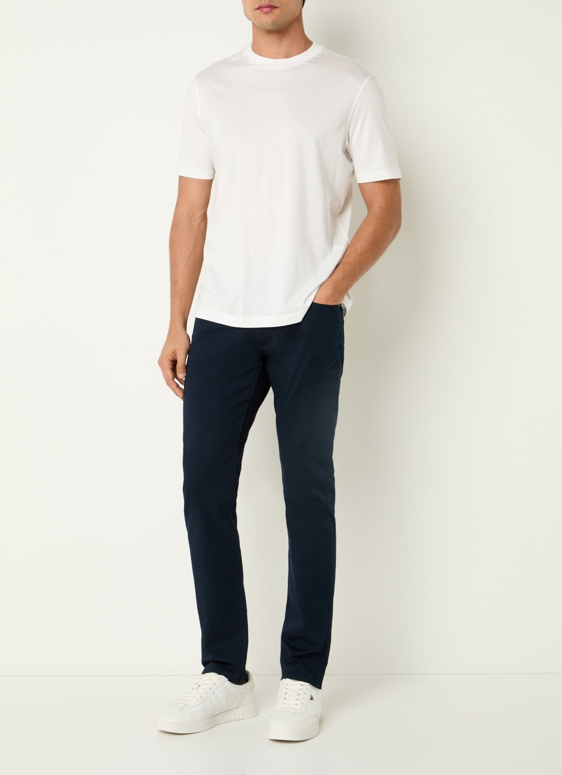 Armani Slim fit jeans met steekzakken - voorkant 4 donkerblauw
