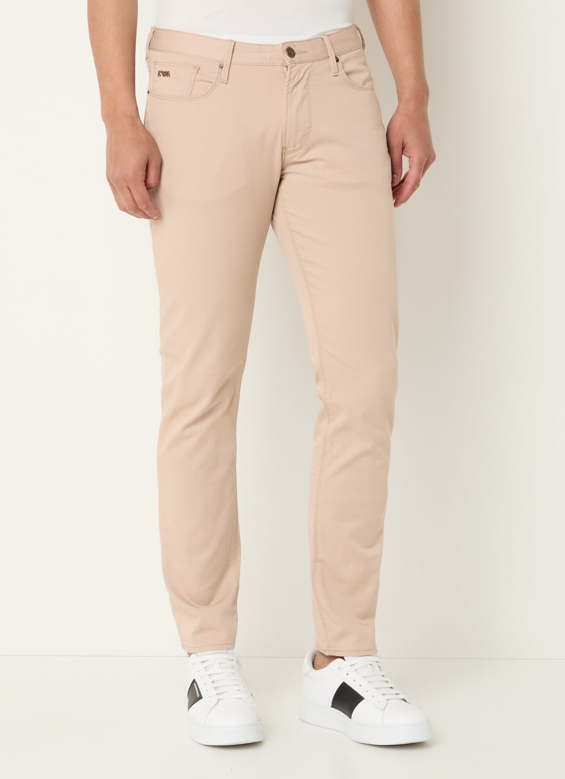 Armani Slim fit jeans met steekzakken - detail beige