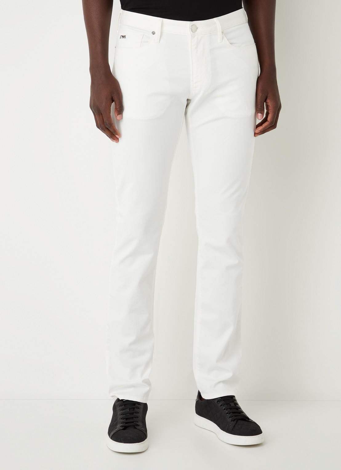 Armani Slim fit jeans met stretch en gekleurde wassing - detail wit