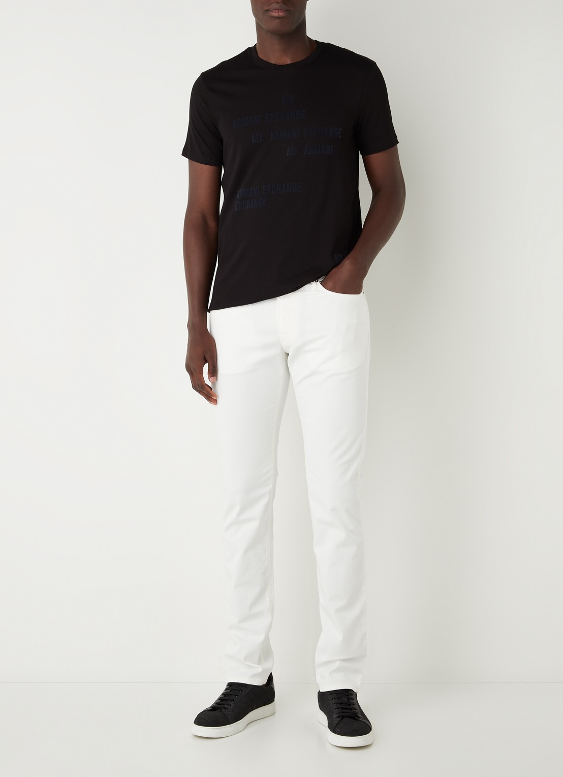 Armani Slim fit jeans met stretch en gekleurde wassing - voorkant 5 wit