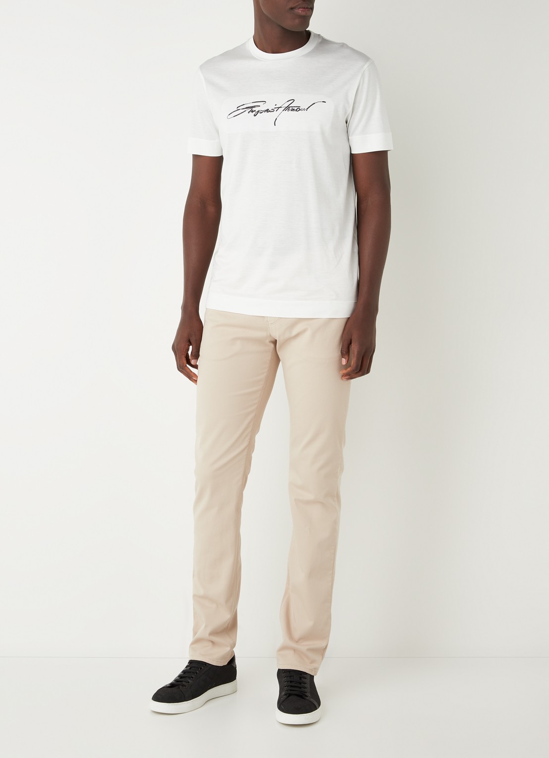 Armani Slim fit jeans met stretch en gekleurde wassing - voorkant 5 beige