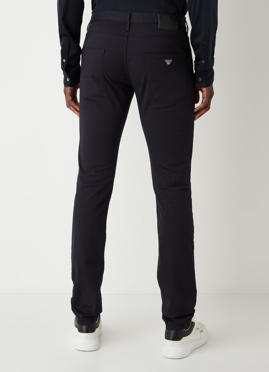 Armani Slim fit jeans met stretch en gekleurde wassing - achterkant donkerblauw