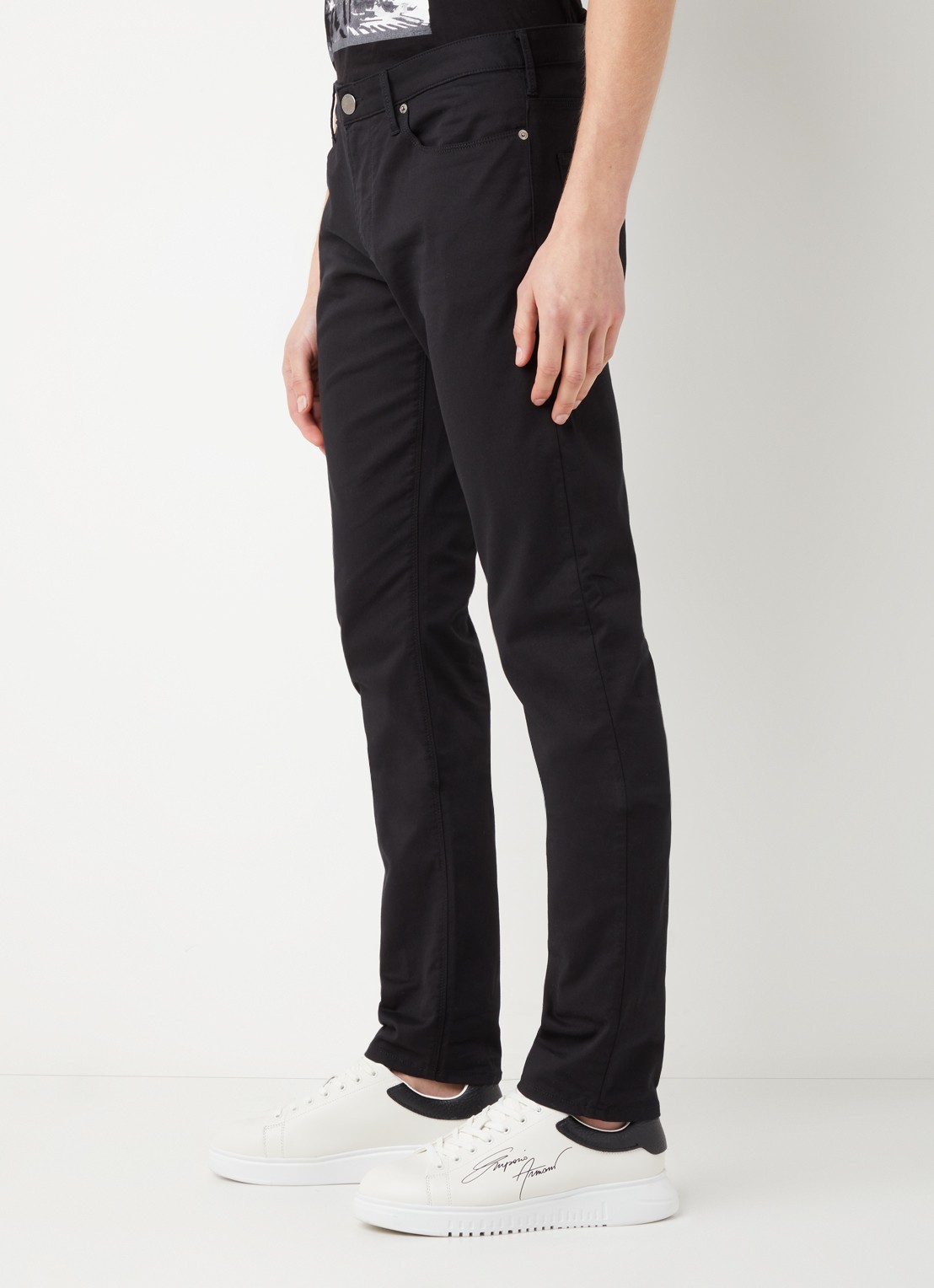 Armani Slim fit jeans met stretch en gekleurde wassing - detail 2 zwart