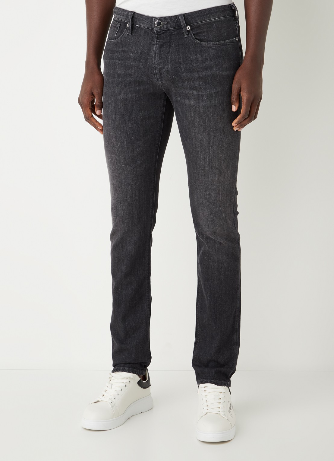 Armani Slim fit jeans met stretch - detail 4 antraciet