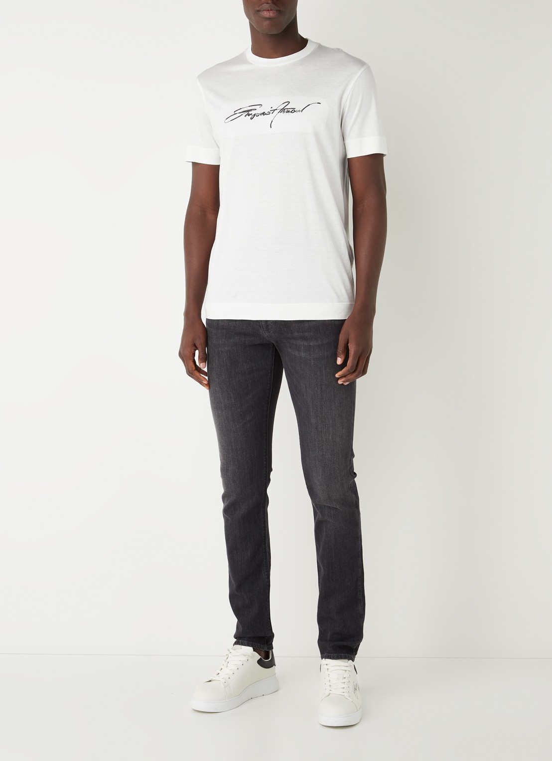 Armani Slim fit jeans met stretch - voorkant 3 antraciet