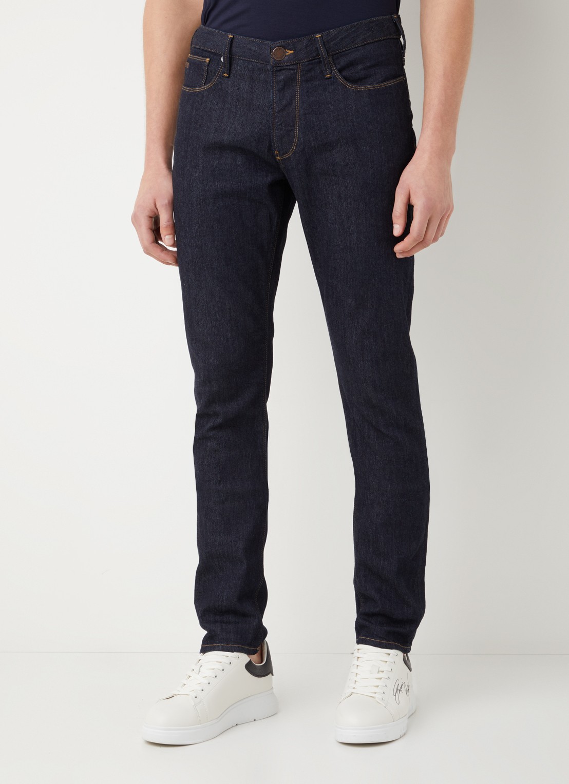 Armani Slim fit jeans met stretch - detail indigo