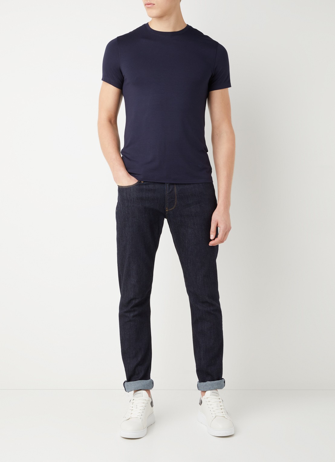 Armani Slim fit jeans met stretch - voorkant 5 indigo