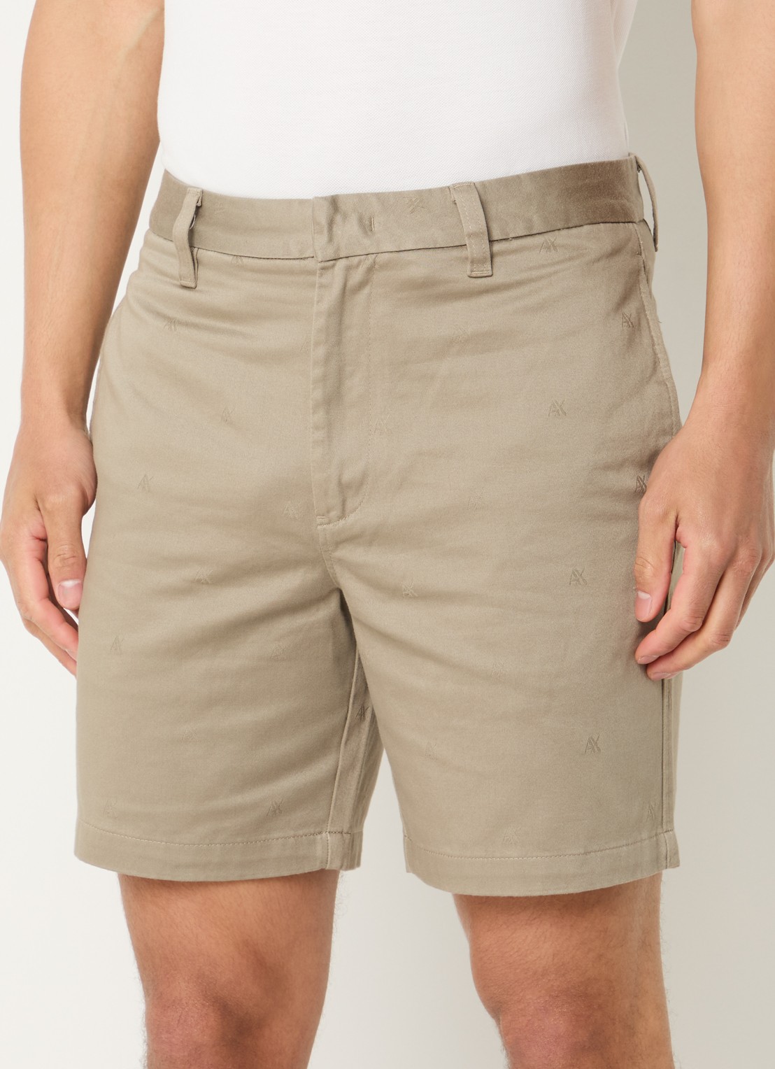 Armani Slim fit korte broek met steekzakken - detail 3 khaki