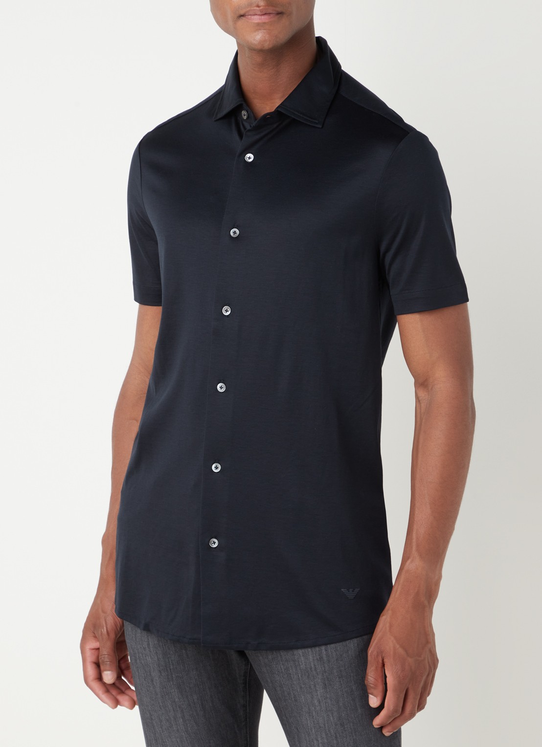 Armani Slim fit overhemd  - detail donkerblauw