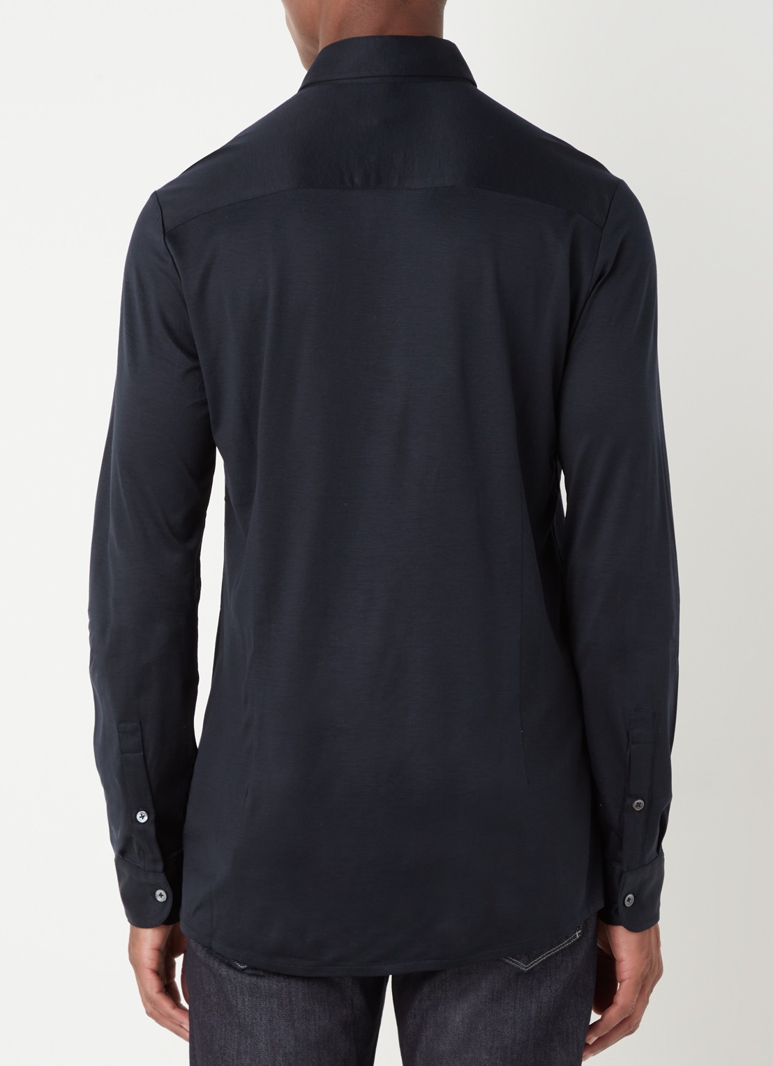 Armani Slim fit overhemd  - achterkant 4 donkerblauw