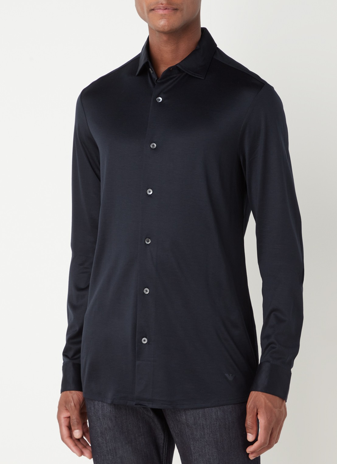 Armani Slim fit overhemd  - detail 3 donkerblauw