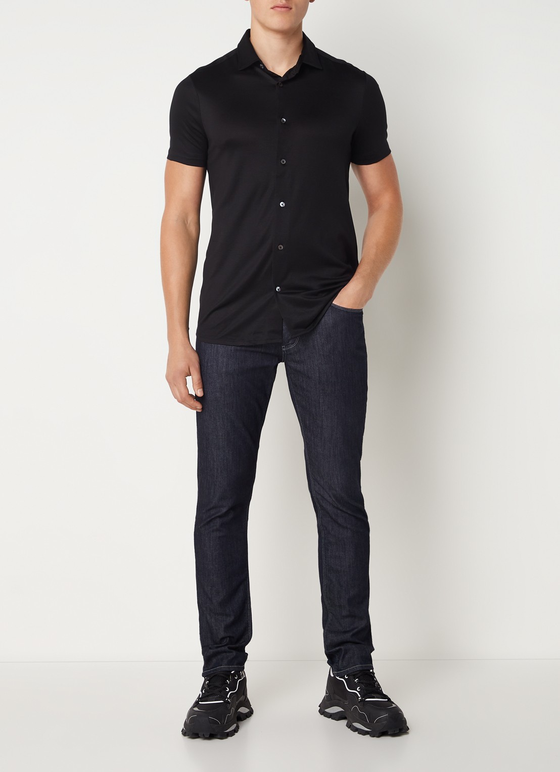 Armani Slim fit overhemd  - voorkant 4 zwart