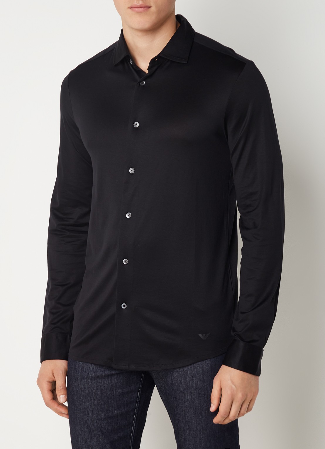 Armani Slim fit overhemd  - detail 3 zwart