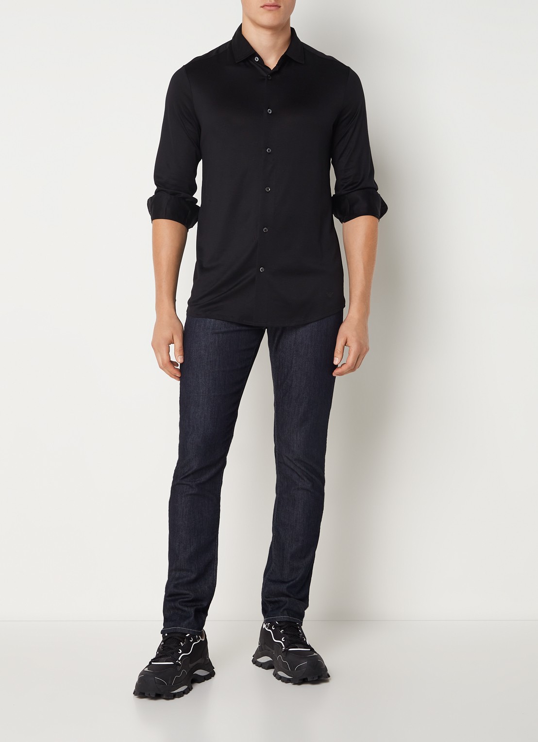 Armani Slim fit overhemd  - voorkant 2 zwart