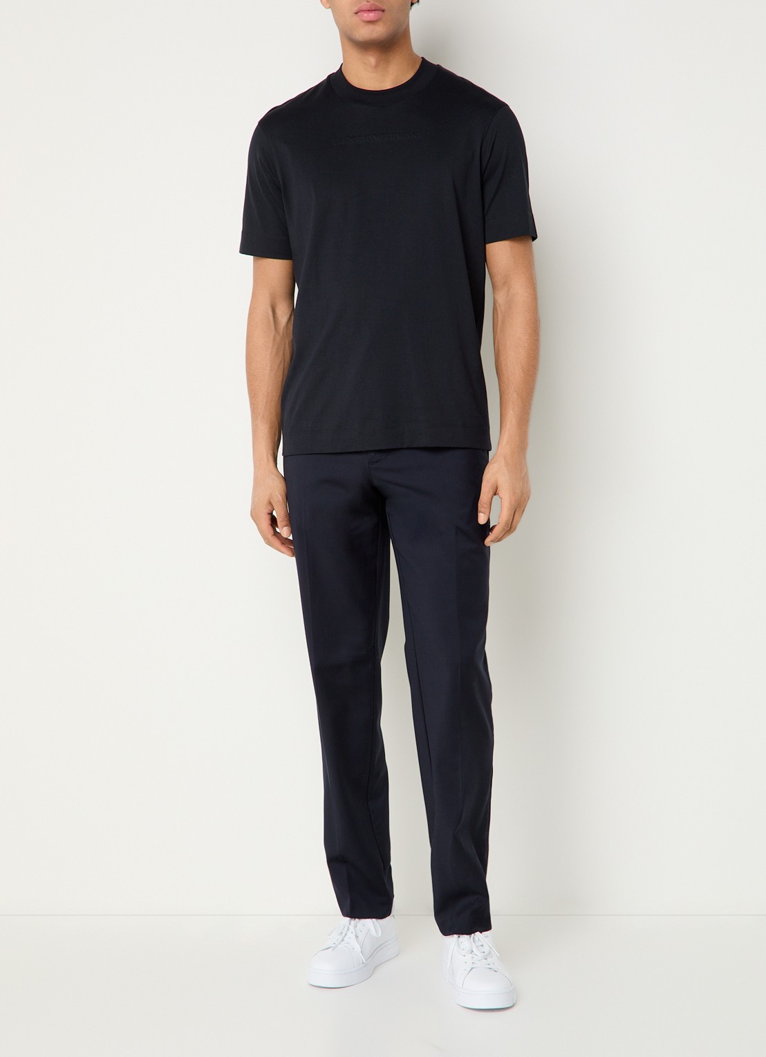 Armani Slim fit pantalon met steekzakken - voorkant 2 donkerblauw