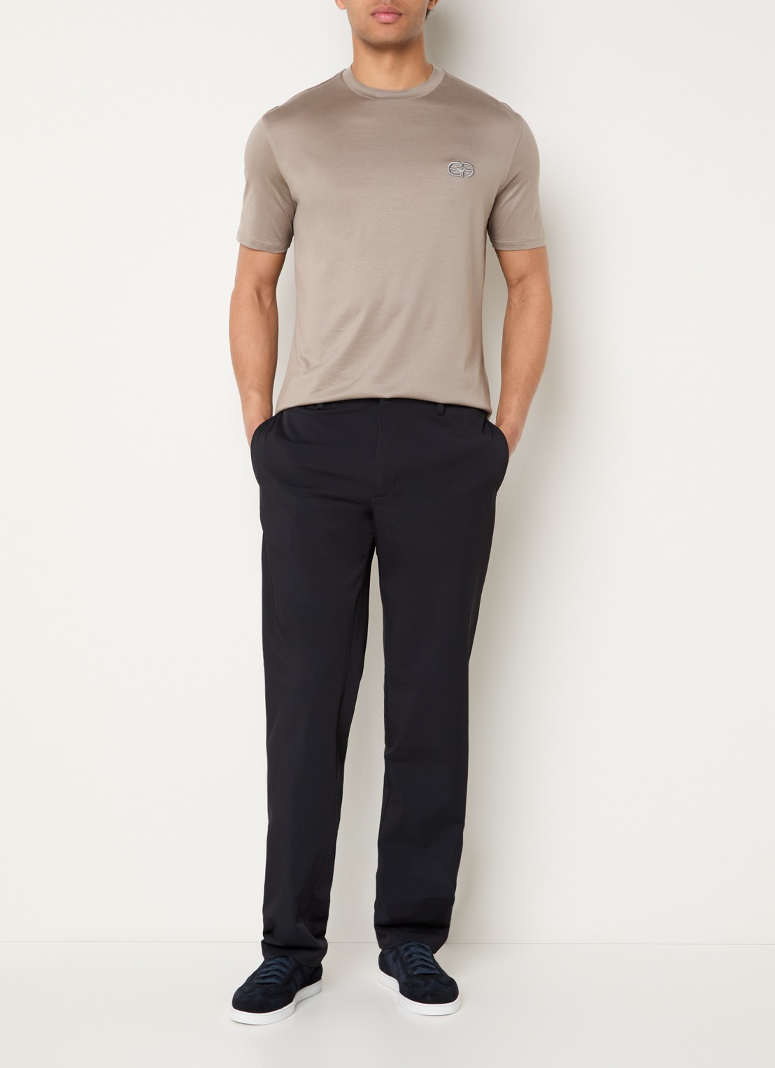 Armani Slim fit pantalon met steekzakken - voorkant 5 donkerblauw