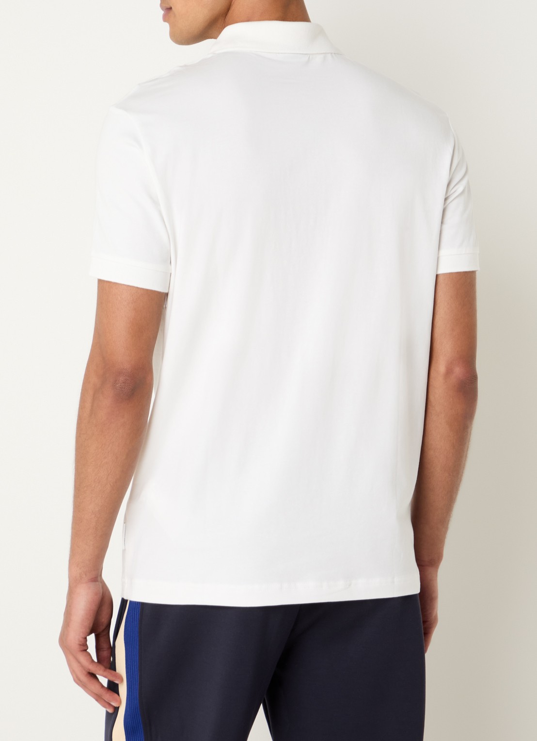 Armani Slim fit polo met 3D logo en halve rits - achterkant 3 gebroken wit