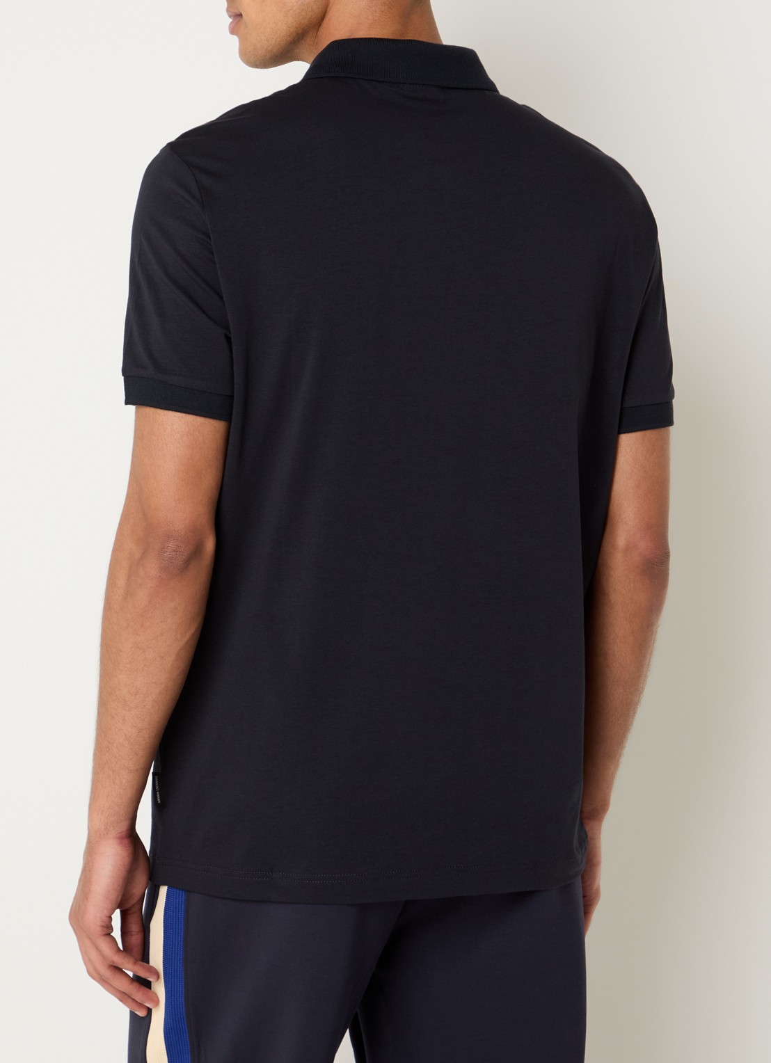 Armani Slim fit polo met 3D logo en halve rits - achterkant 4 donkerblauw