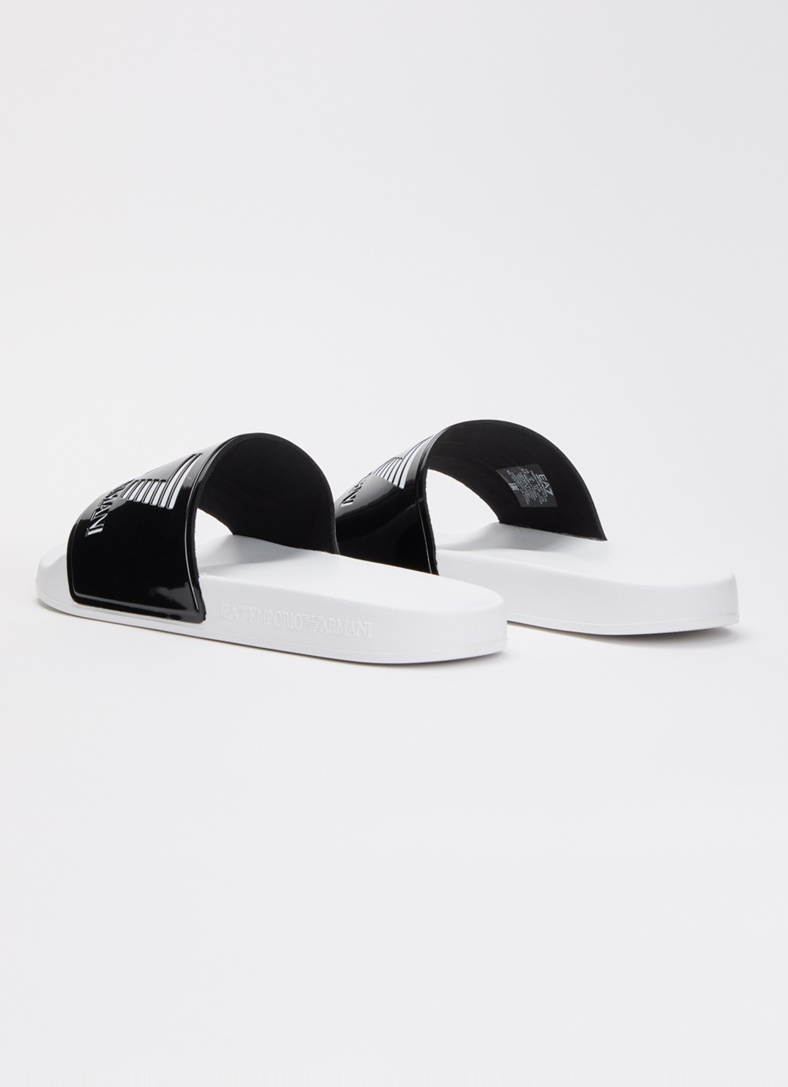 Armani Slipper met lakfinish en logo - achterkant 2 zwart