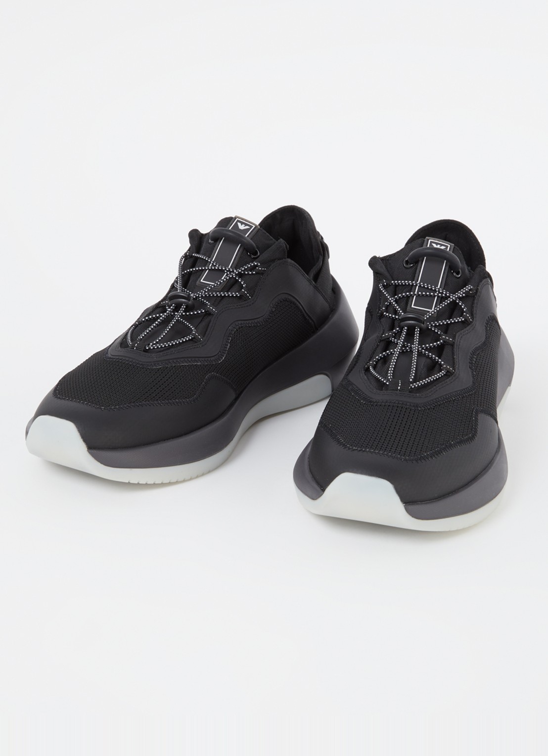 Armani Sneaker met gebreid bovenwerk - detail zwart