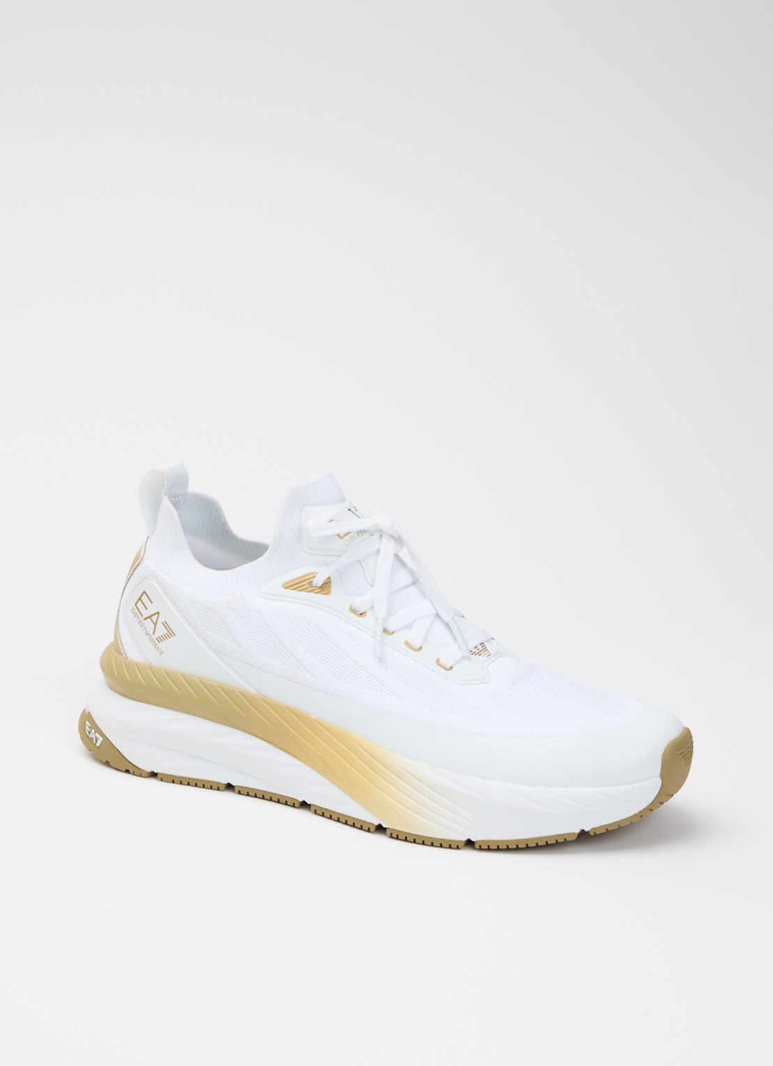 Armani Sneaker met gebreid bovenwerk - voorkant wit