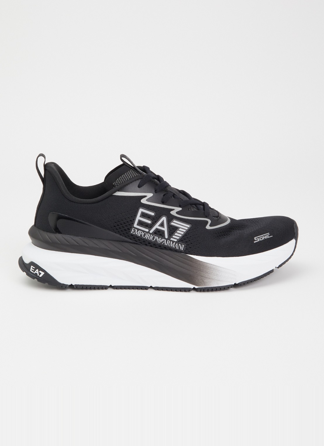 Armani Sneaker met gebreid bovenwerk - voorkant zwart