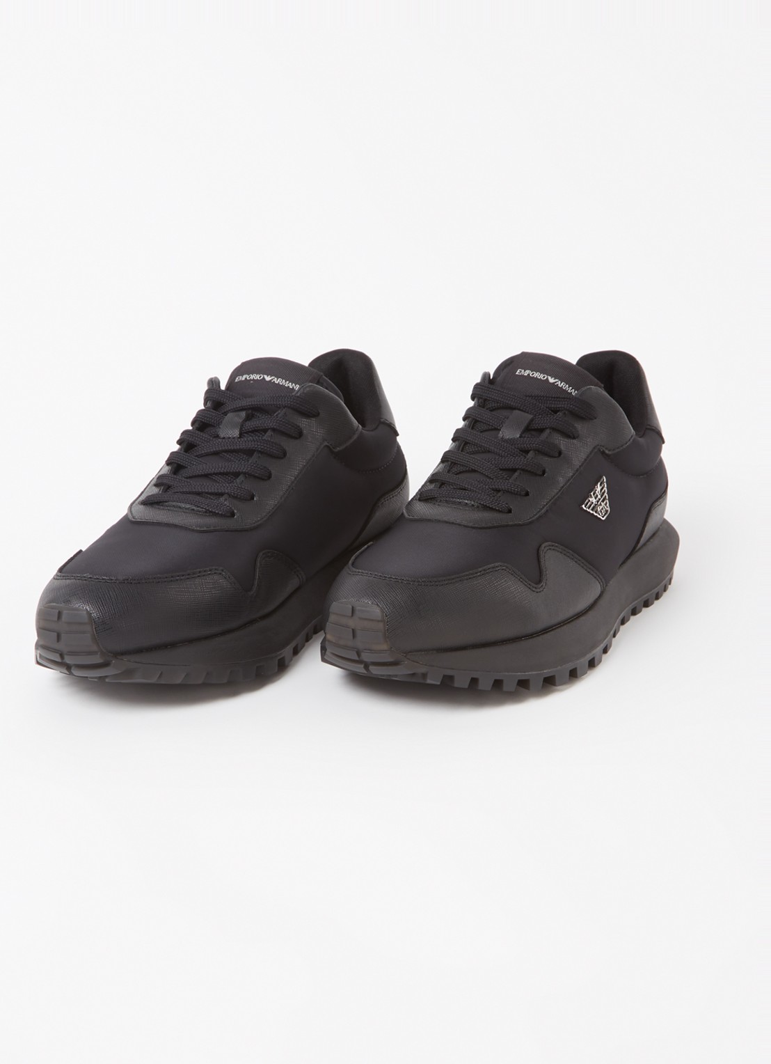Armani Sneaker met kalfsleren details en logo - detail 2 zwart