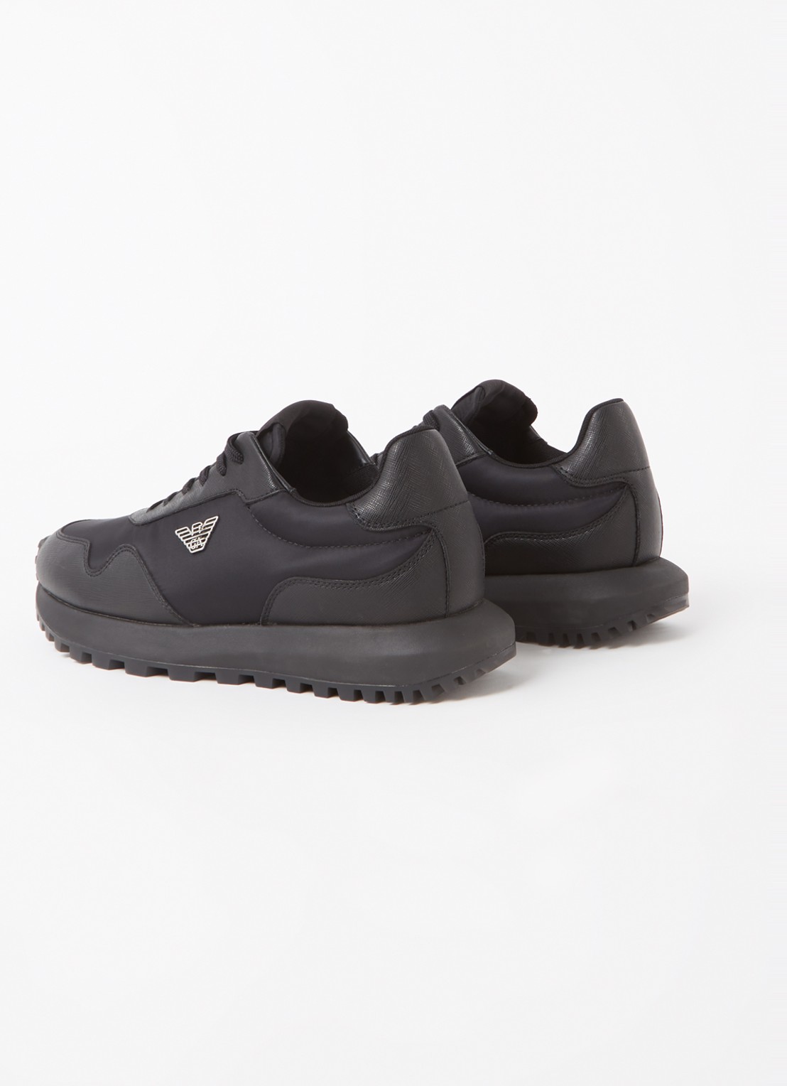 Armani Sneaker met kalfsleren details en logo - detail 3 zwart