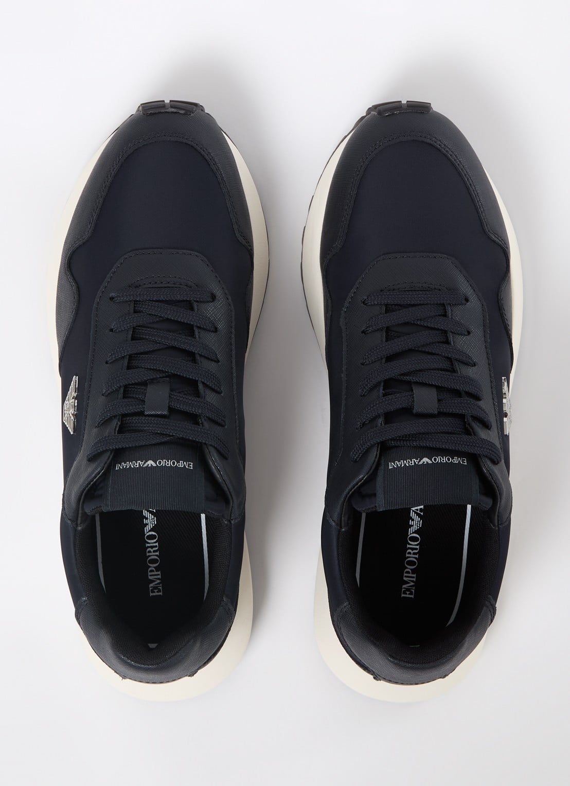 Armani Sneaker met kalfsleren details en logo - detail 2 donkerblauw