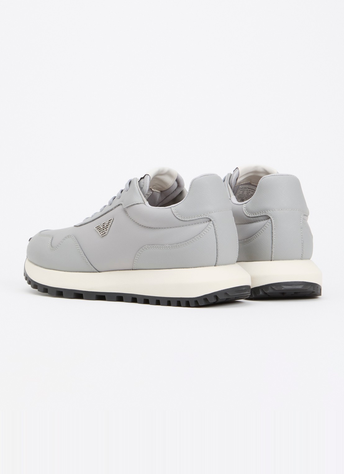 Armani Sneaker met leren details - achterkant lichtgrijs