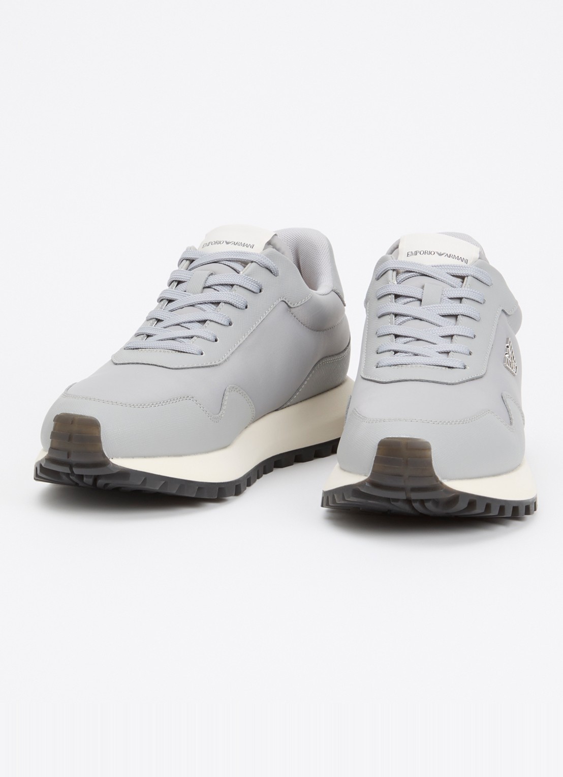 Armani Sneaker met leren details - detail 3 lichtgrijs