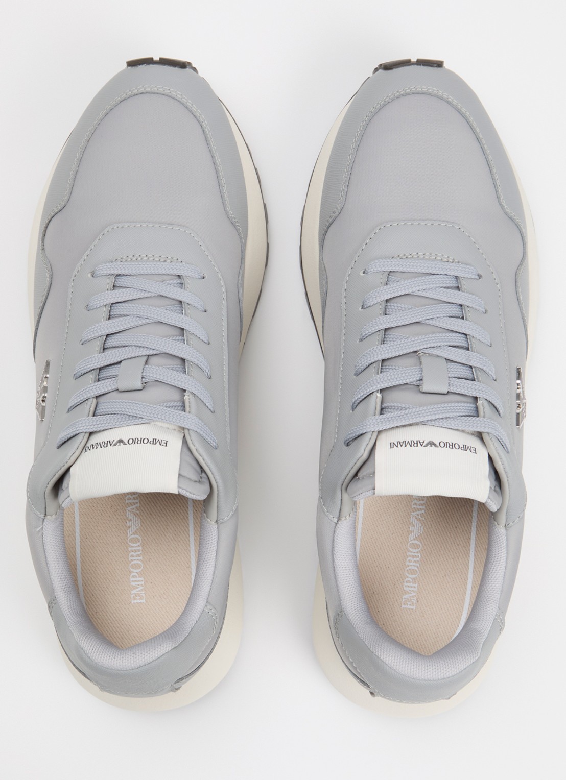 Armani Sneaker met leren details - detail 4 lichtgrijs