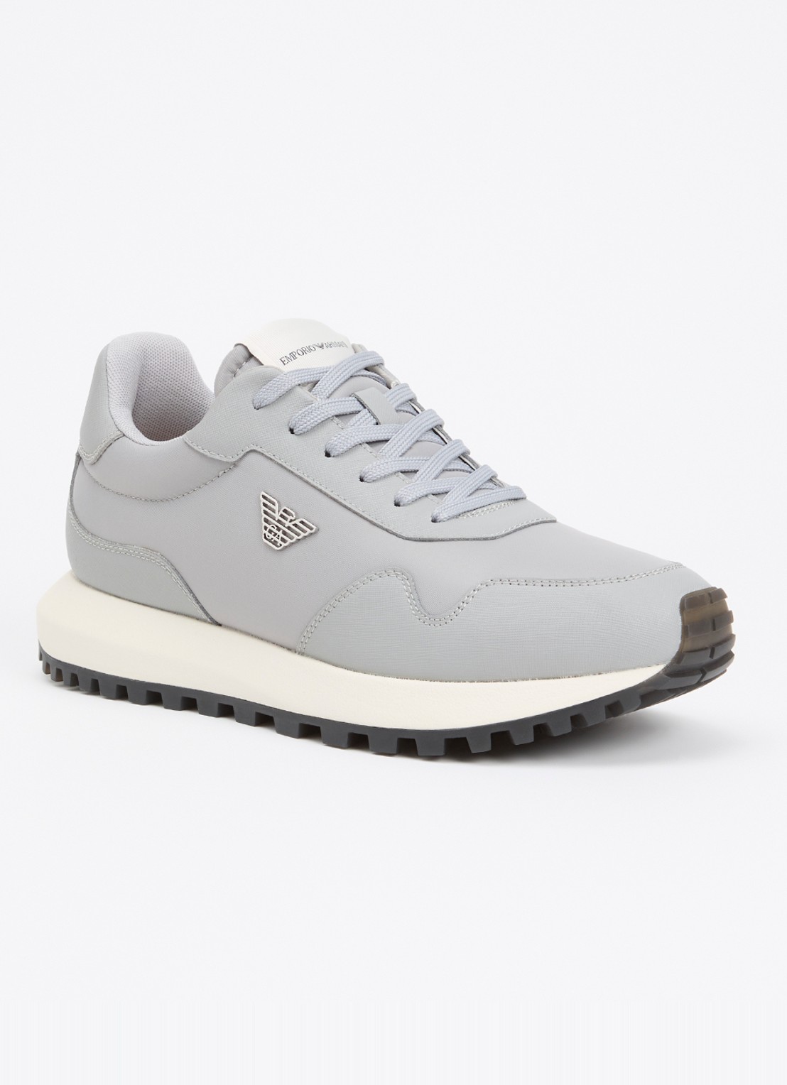 Armani Sneaker met leren details - voorkant 2 lichtgrijs