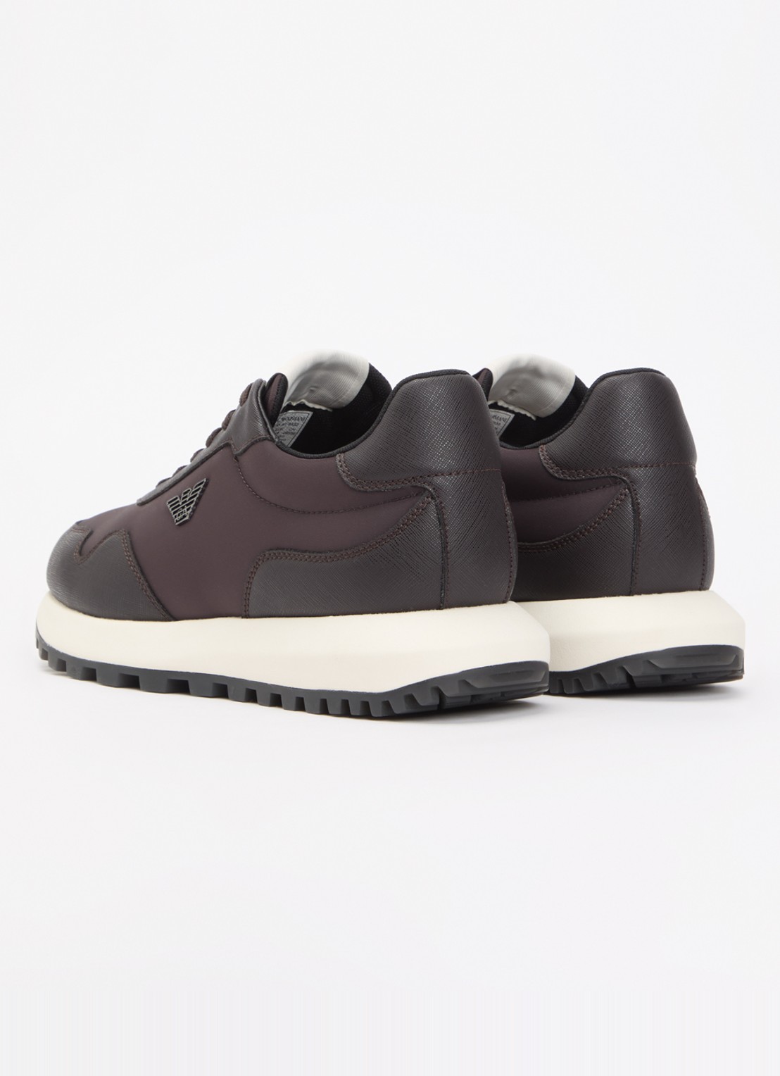 Armani Sneaker met leren details - achterkant donkerbruin