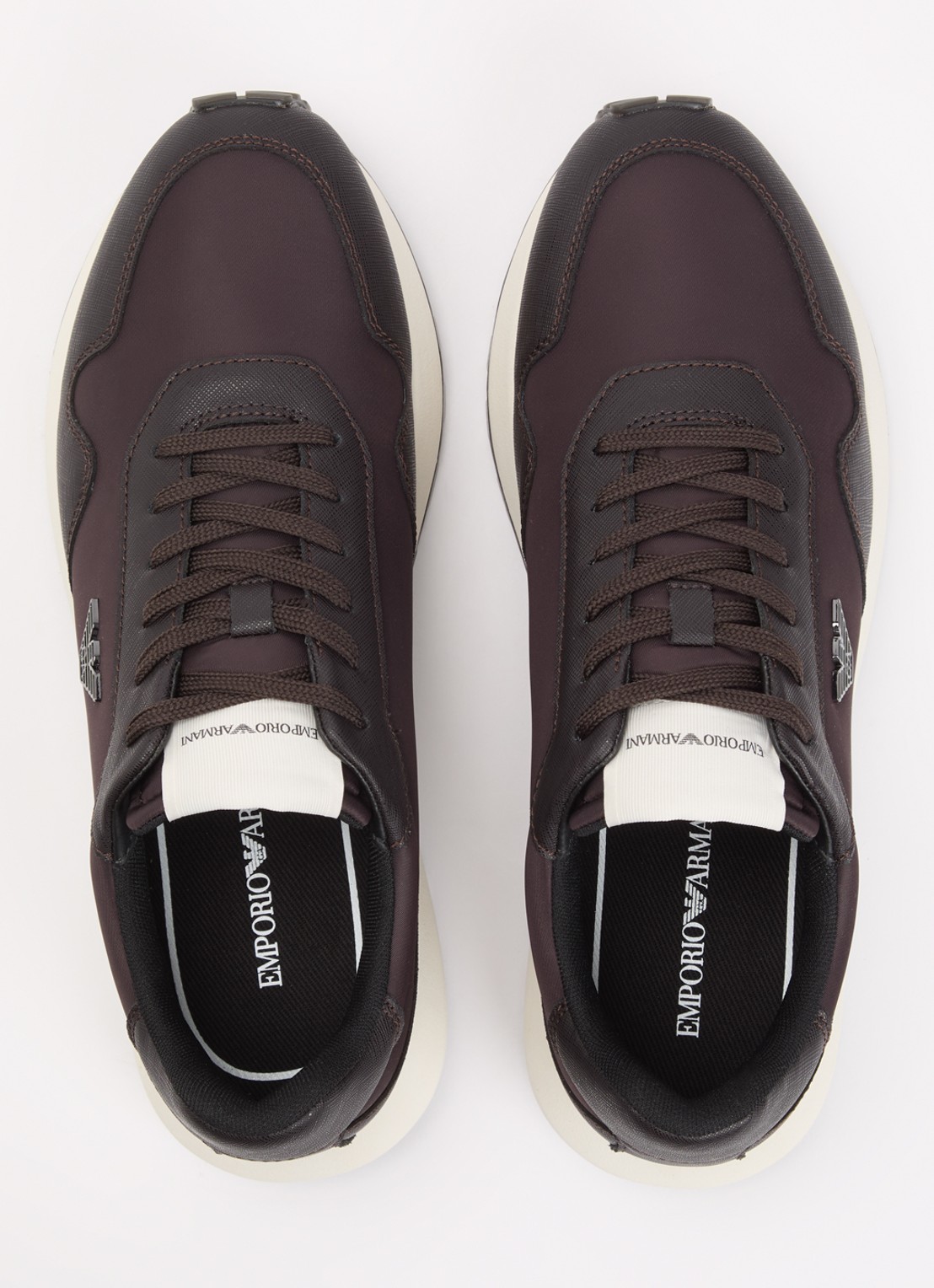 Armani Sneaker met leren details - detail 4 donkerbruin