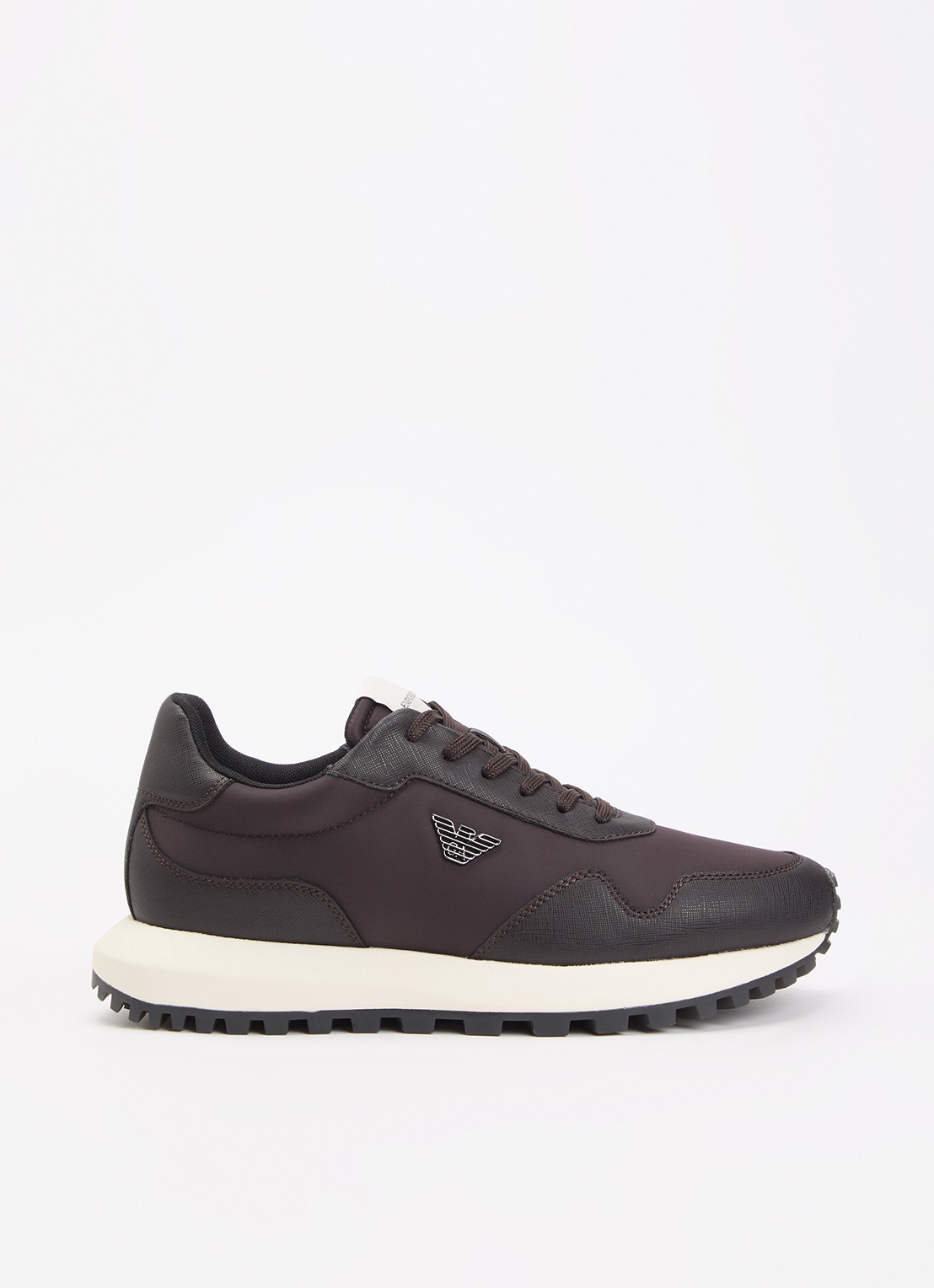 Armani Sneaker met leren details - voorkant 2 donkerbruin
