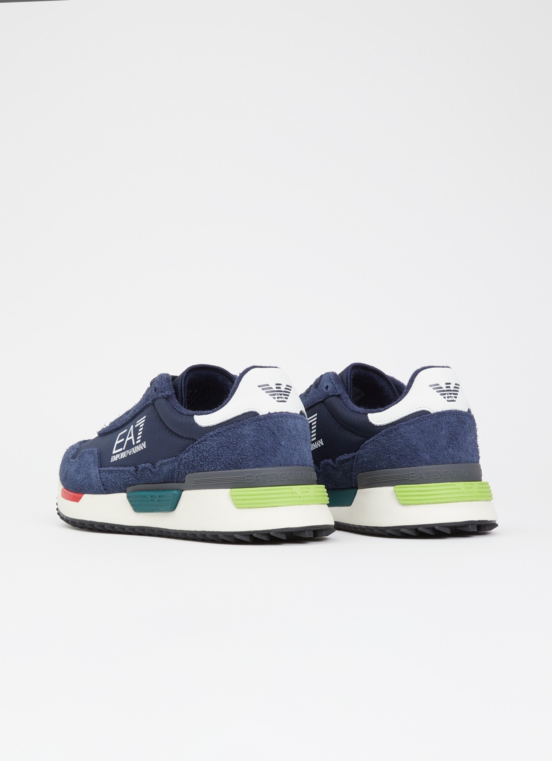 Armani Sneaker met logo en suède details - achterkant indigo