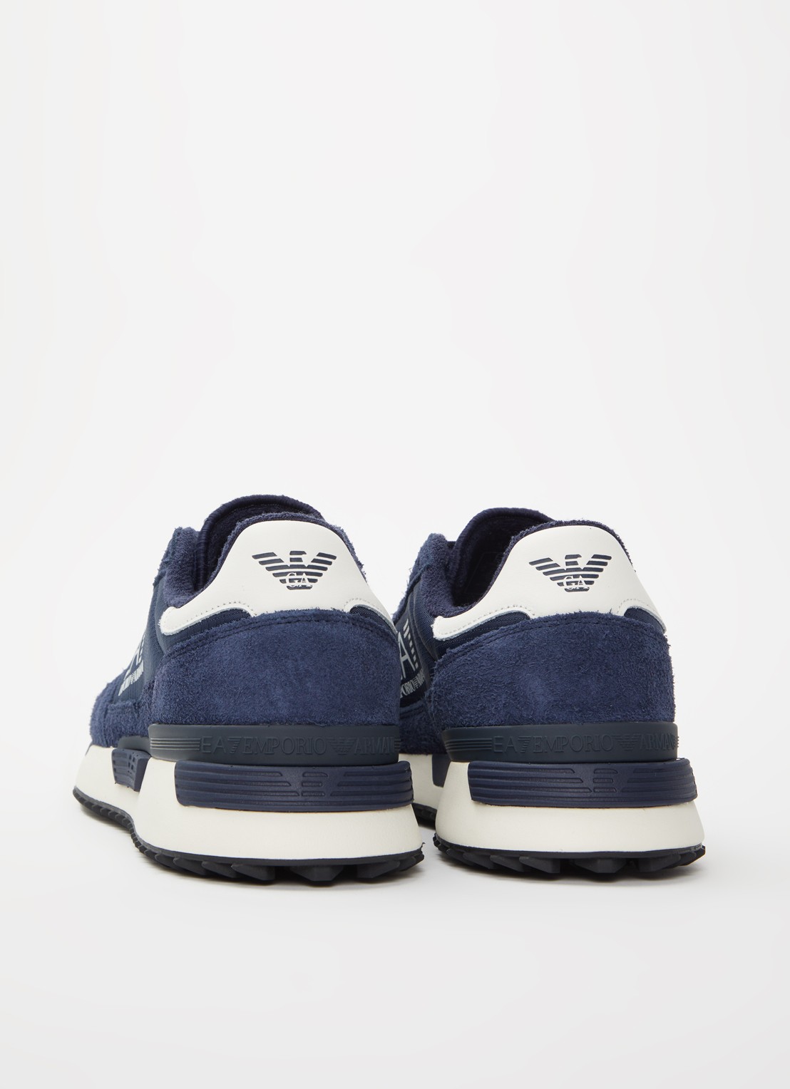 Armani Sneaker met logo en suède details - achterkant 4 donkerblauw