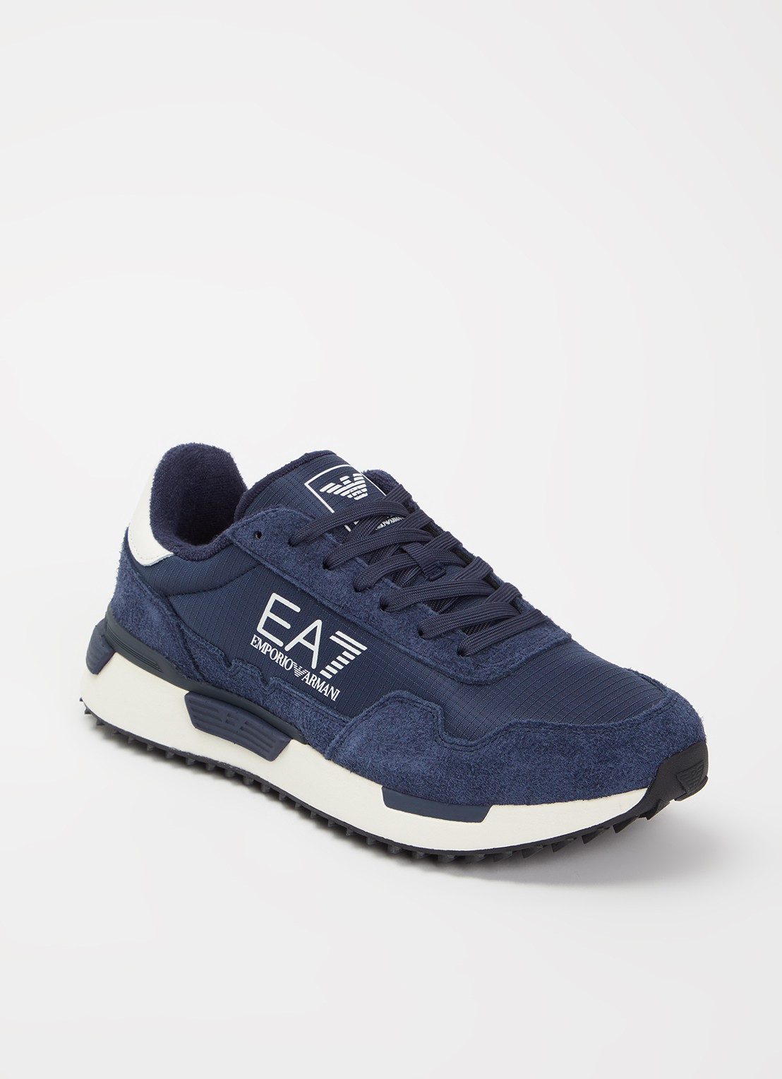 Armani Sneaker met logo en suède details - voorkant 5 donkerblauw