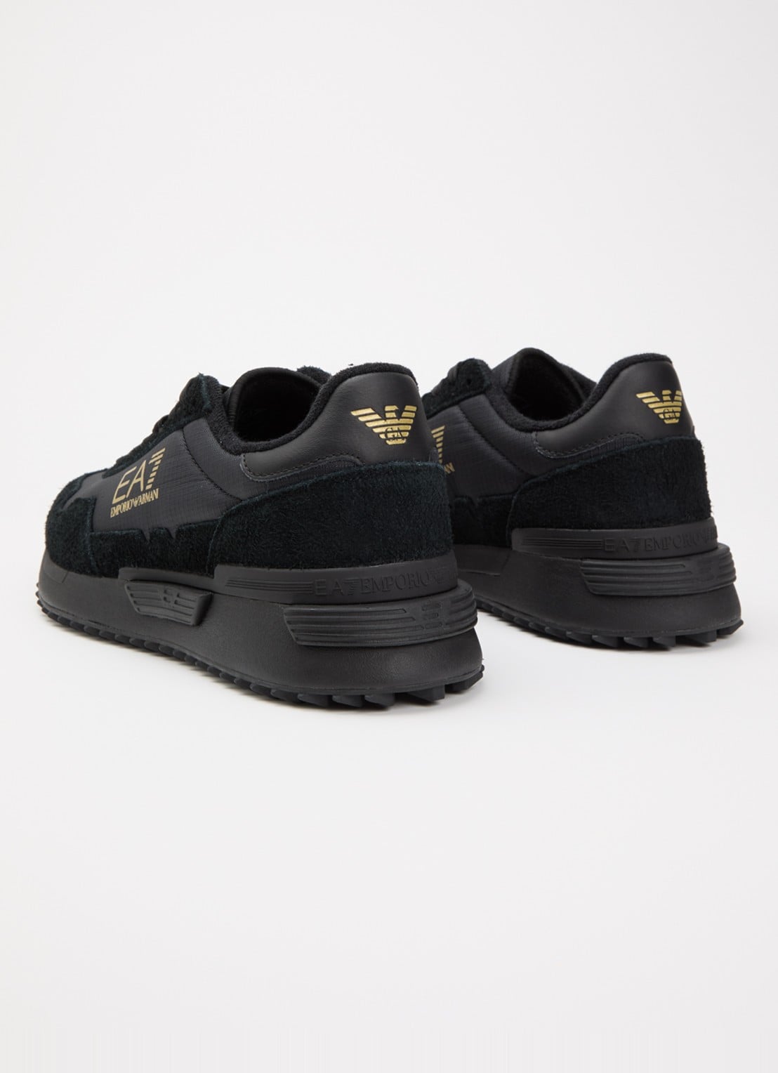 Armani Sneaker met logo en suède details - achterkant 5 zwart